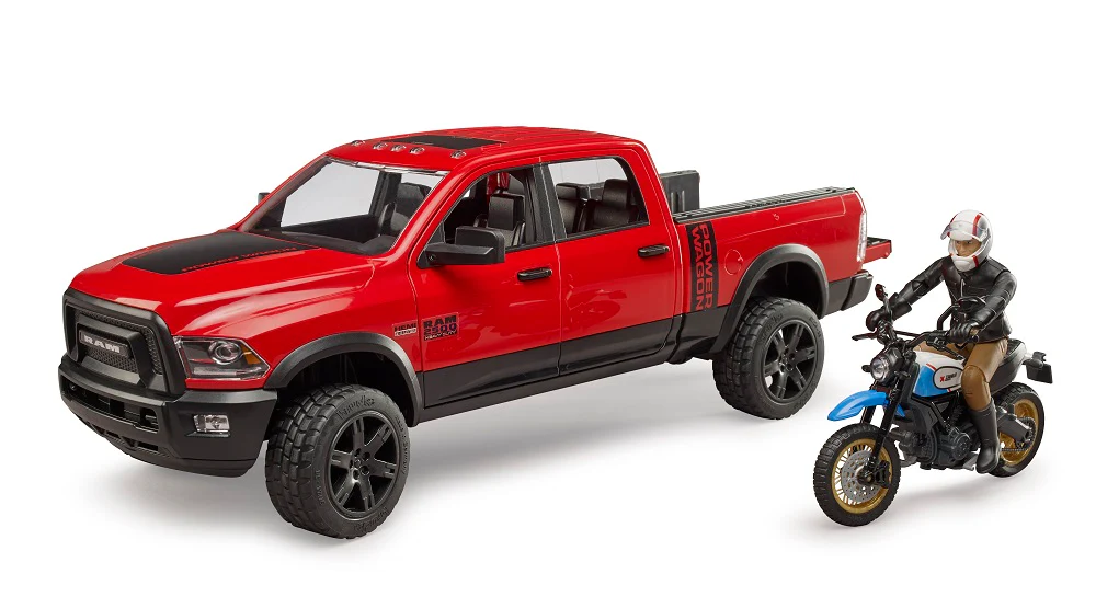 Bruder 02502 Ram 2500 Power Wagon with Ducati Scrambler Desert Sled and Driver 18.10.10 - Image 5