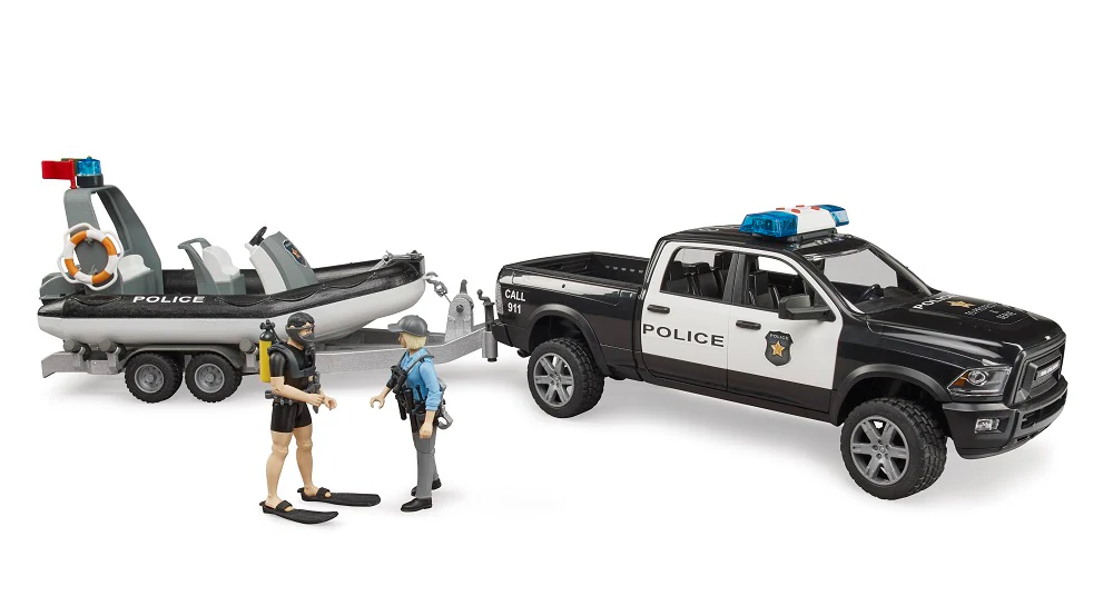 Bruder 02507 Ram 2500 Police Pickup, L+S Module, Trailer with Boat and 2 Figures 20.14.8 - Image 4