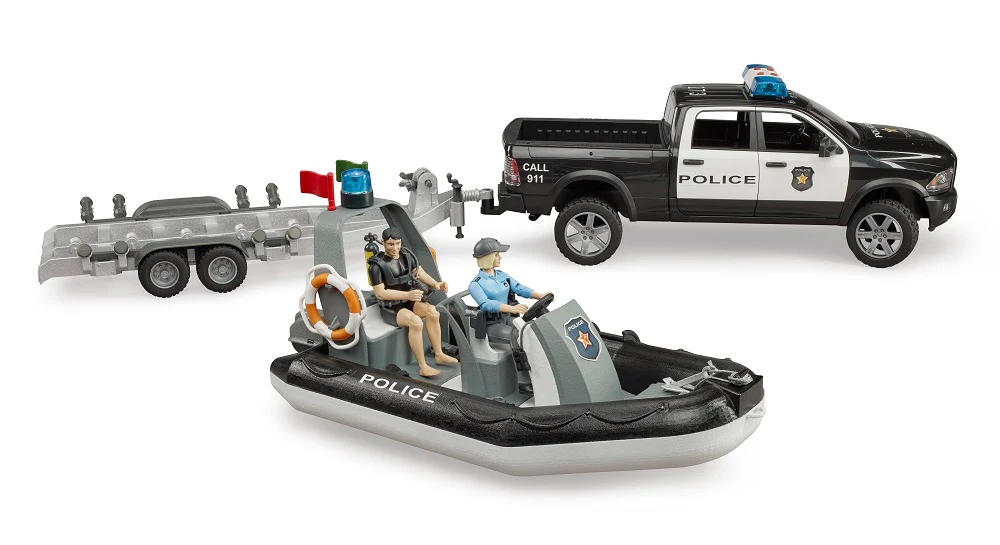 Bruder 02507 Ram 2500 Police Pickup, L+S Module, Trailer with Boat and 2 Figures 20.14.8 - Image 6