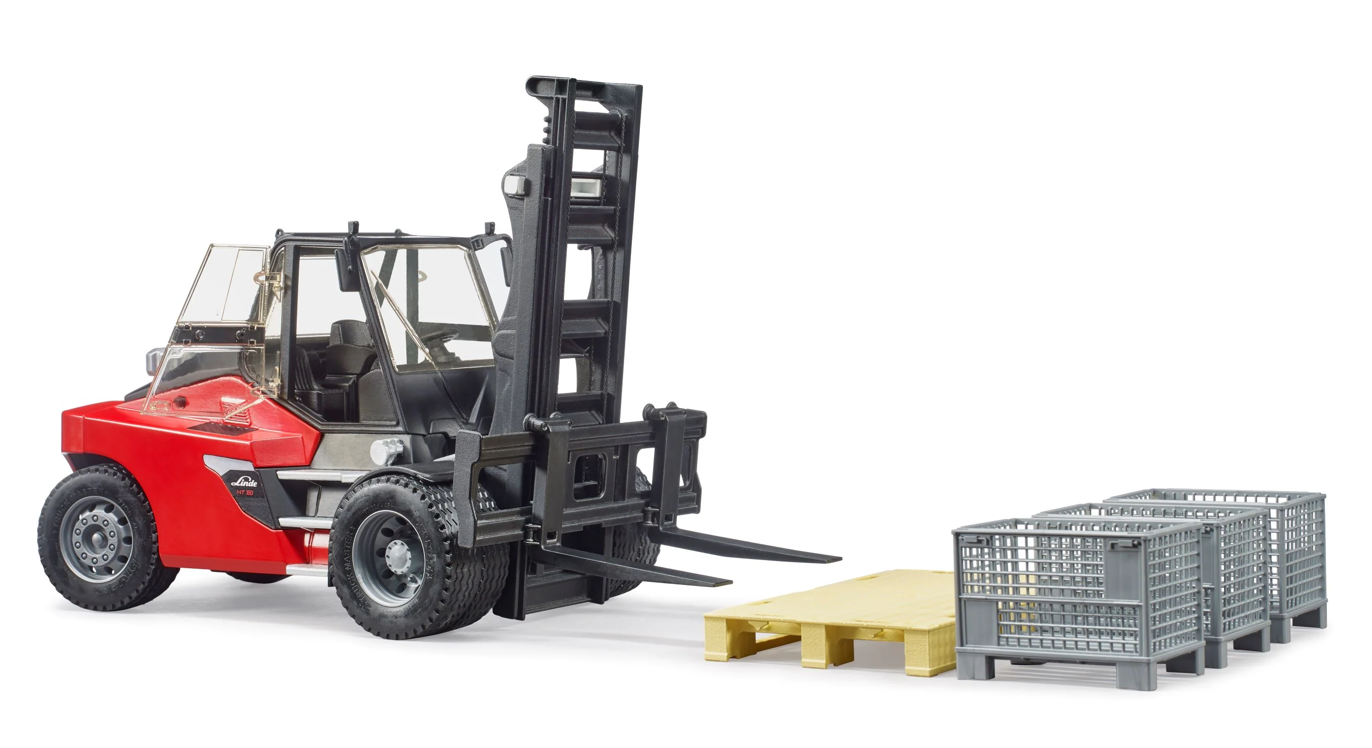 Bruder 02513 Linde HT160 Forklift with Pallet and 3 Pallet Cages 24.12.8 - Image 4