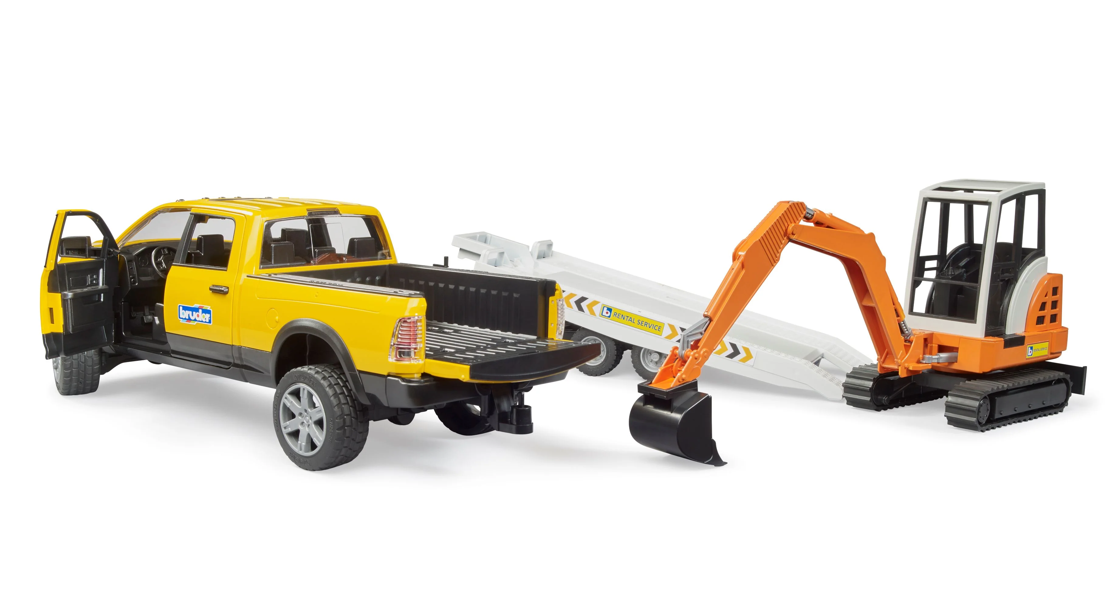 Bruder 02546 *New* Ram Rental Service with Mini Excavator 20.14.8 - Image 4