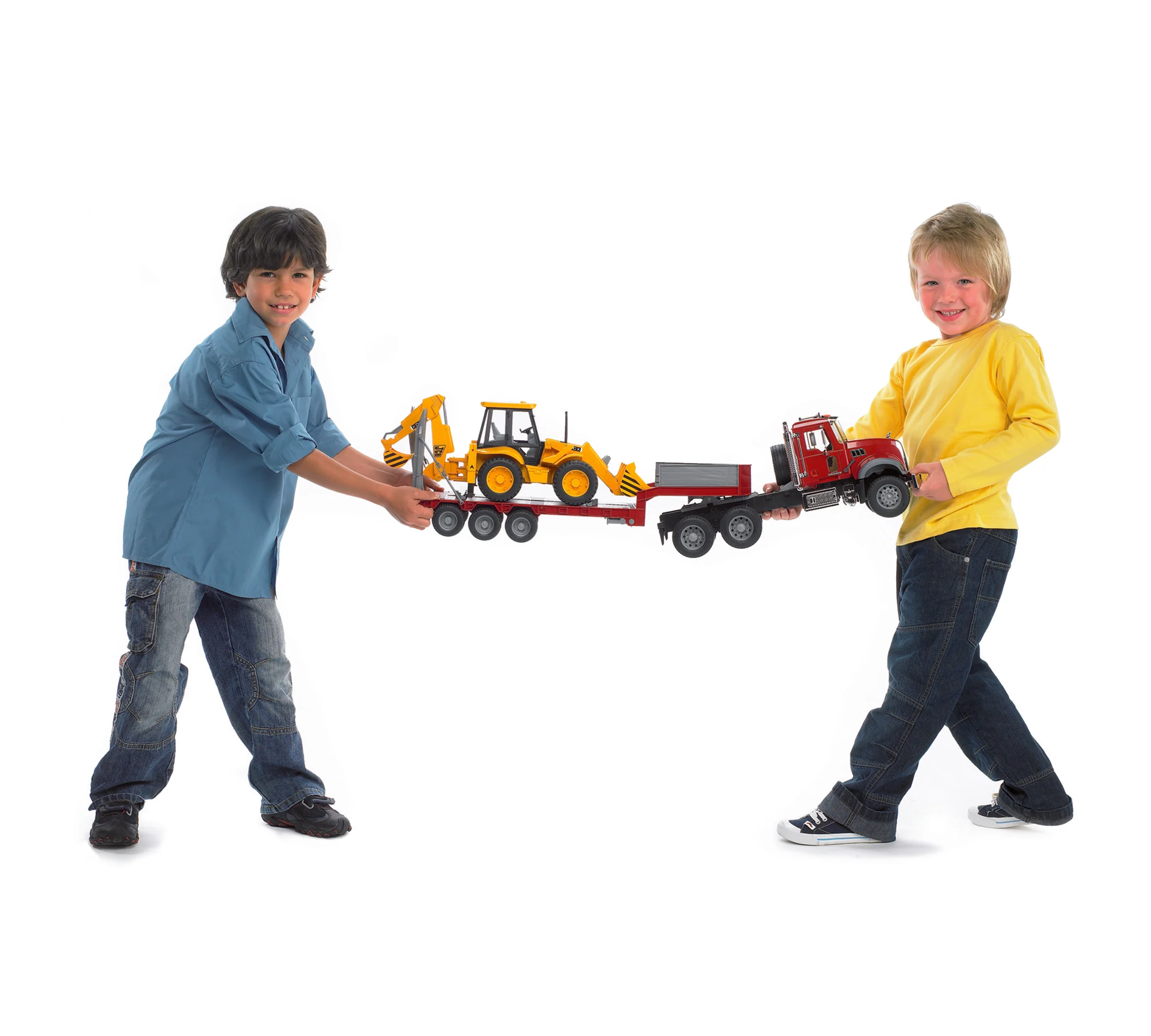 Bruder 02813 Mack Granite Truck with Low Loader and JCB 4CX Backhoe Loader  40.12.9 - Image 4