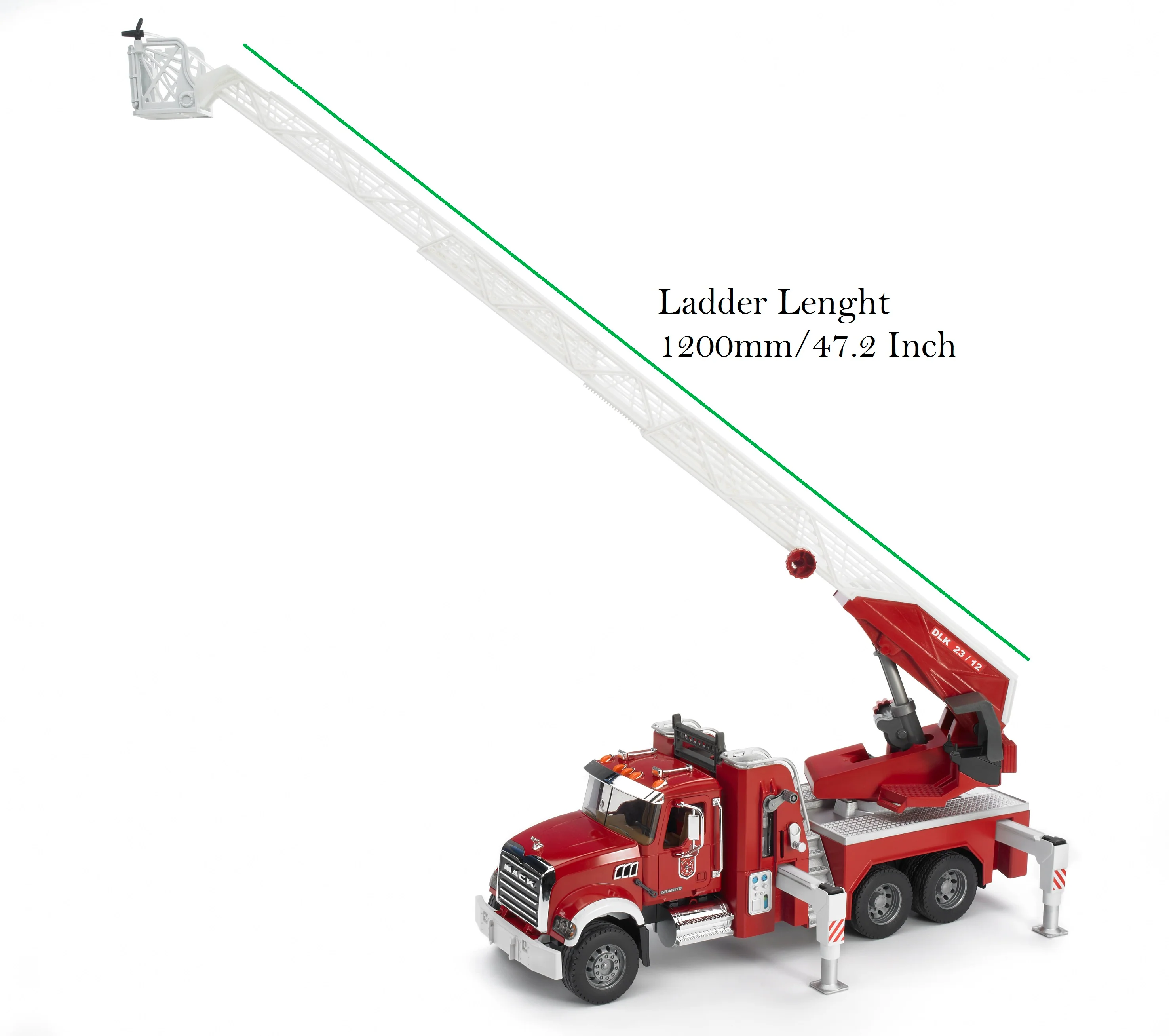 Bruder 02821 Mack Granite Fire Engine with Ladder, Pump, Light & Sound Module 24.12.12 - Image 7