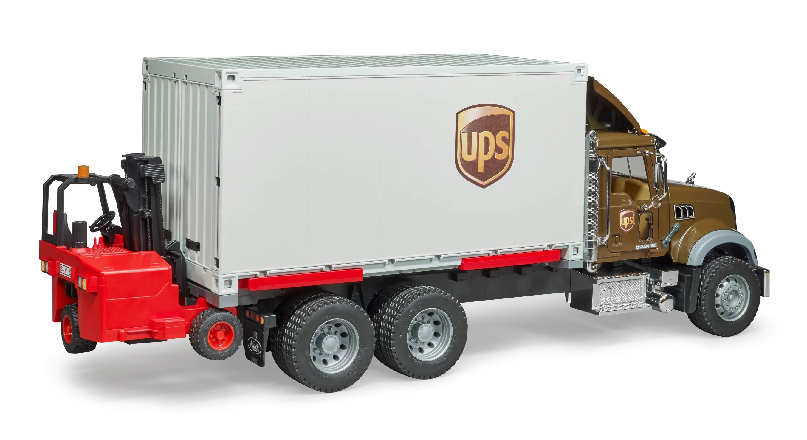 Bruder 02828 Mack Granite UPS Logistics Truck with Truck-Mounted Forklift 28.12.10 - Image 4