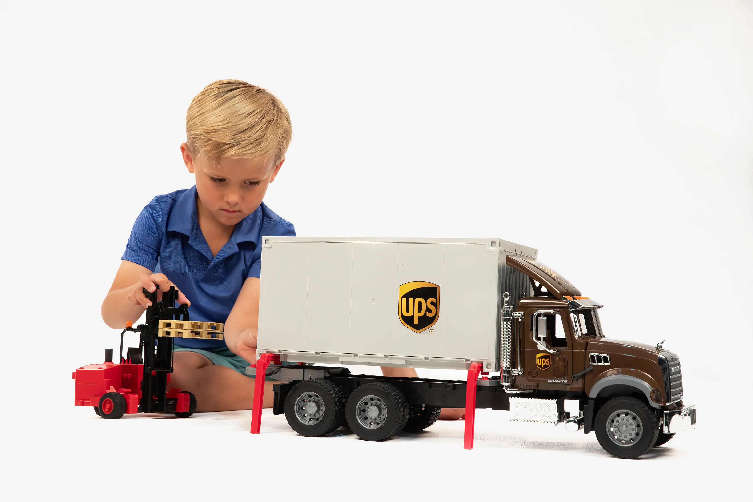 Bruder 02828 Mack Granite UPS Logistics Truck with Truck-Mounted Forklift 28.12.10 - Image 5