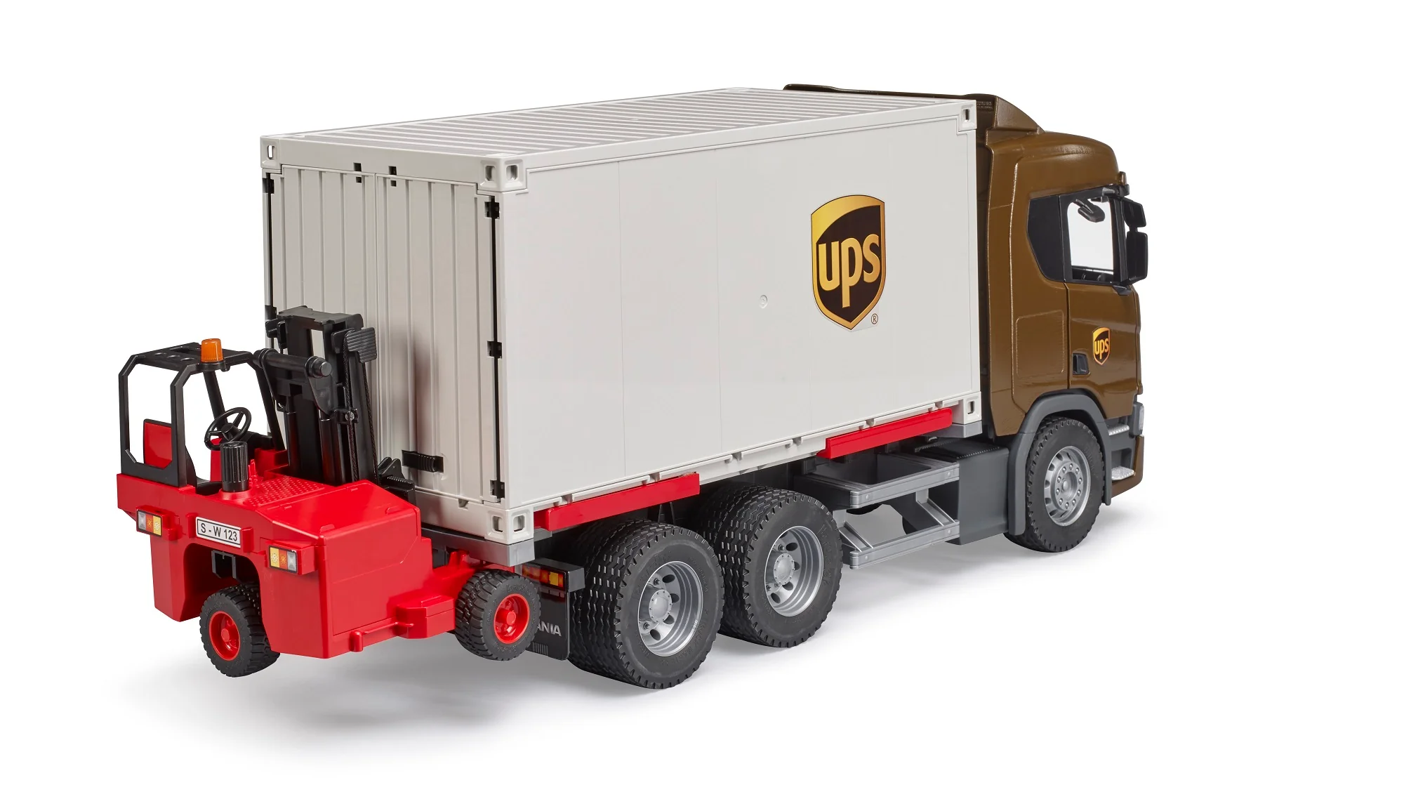 Bruder 03582 Scania Super 560R UPS Logistics Truck with Truck-Mounted Forklift 28.12.10 - Image 3