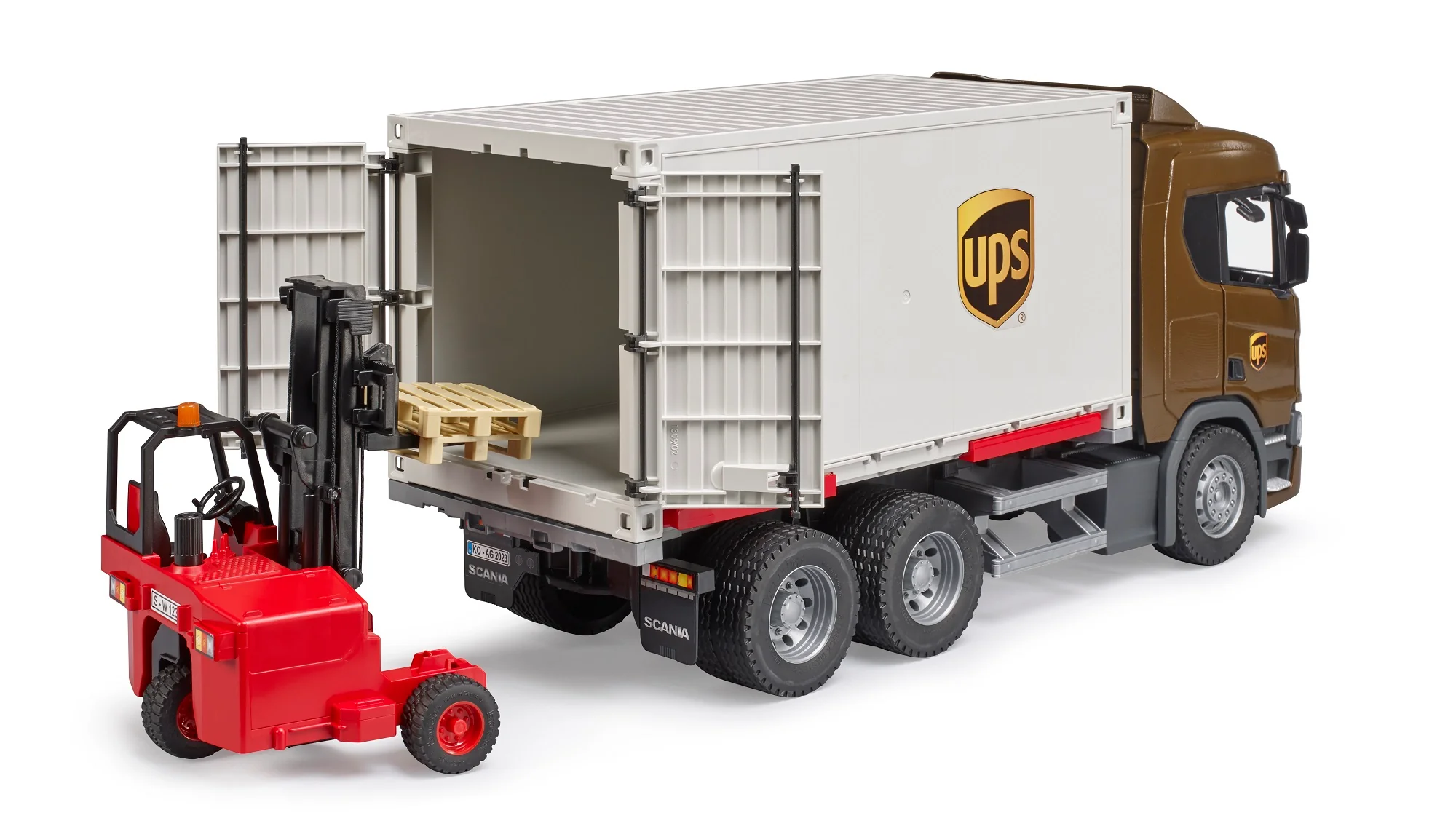 Bruder 03582 Scania Super 560R UPS Logistics Truck with Truck-Mounted Forklift 28.12.10 - Image 4