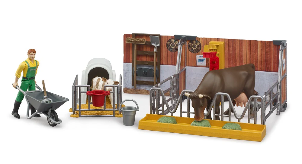 Bruder 62611 bworld Cow and Calf Stable with Farmer 12.10.3 - Image 3