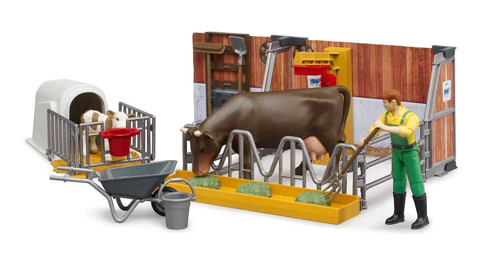 Bruder 62611 bworld Cow and Calf Stable with Farmer 12.10.3 - Image 5