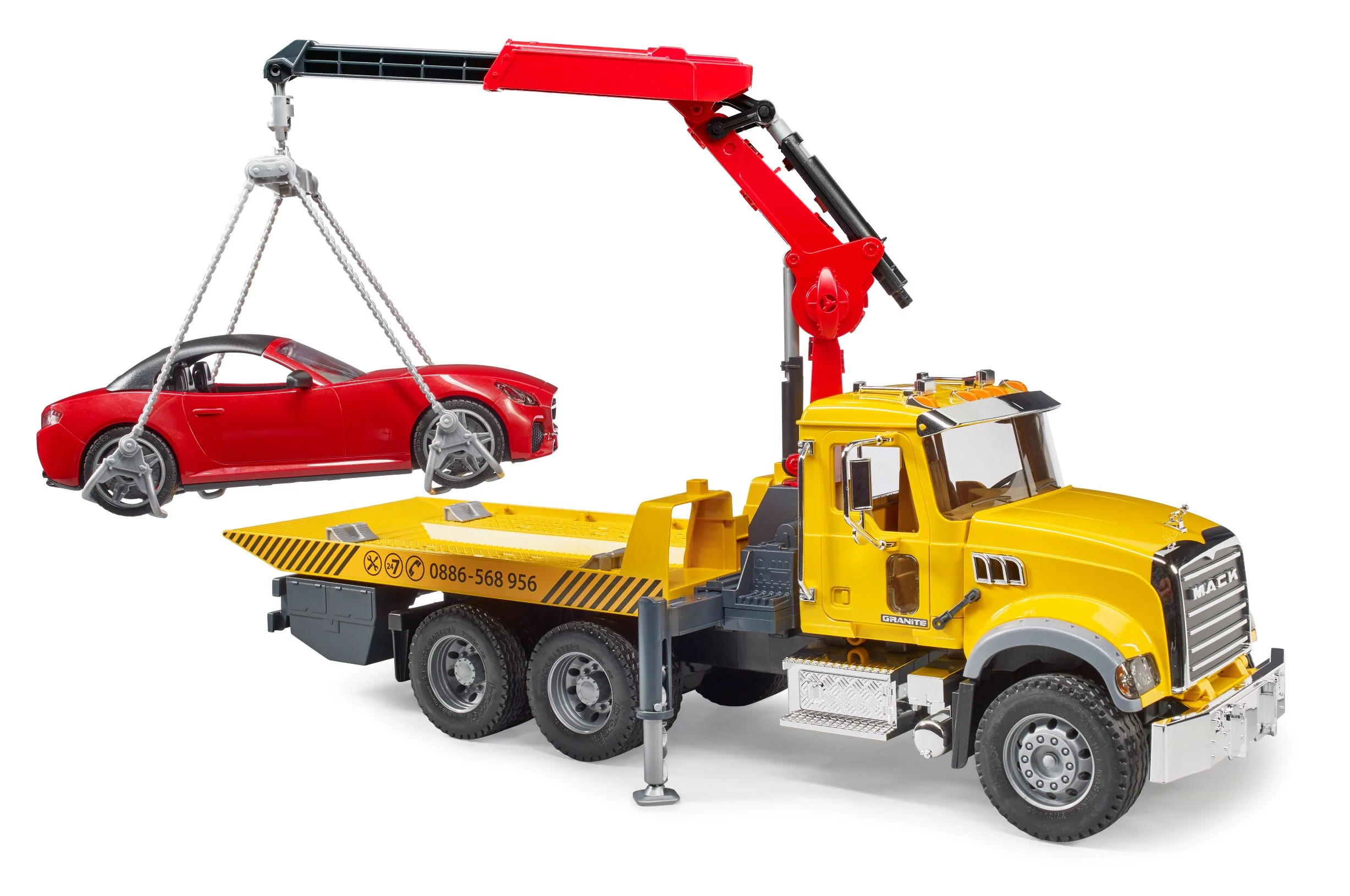 Bruder 02829 Mack Granite Tow Truck with Roadster 28.12.10 - Image 3