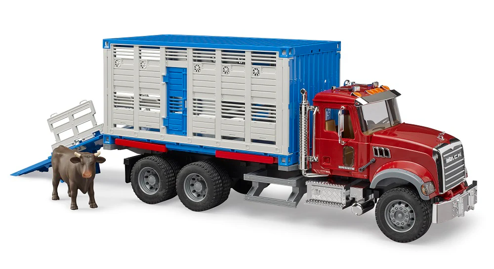 Bruder 02830 Mack Granite Cattle Transport Truck with 1 Cattle 28.12.10 - Image 7