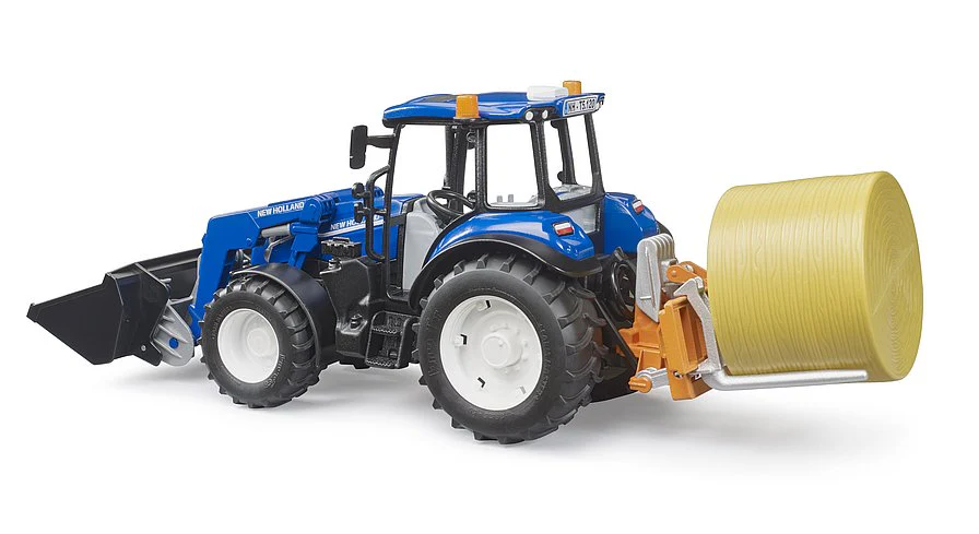 Bruder 09861 *New* New Holland T5.120 with Front Loader, Load Box, Forks and Round Bale 20.12.8 - Image 4